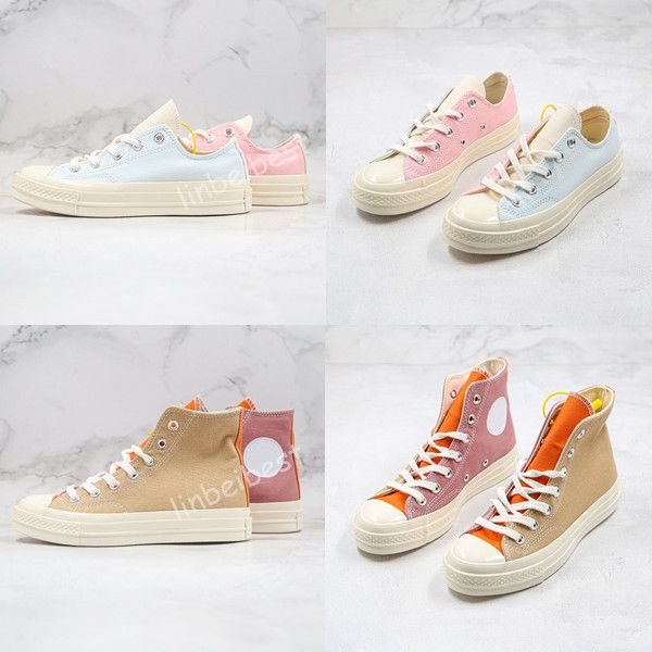 

new classic tri-panel renew chuck 70 casual canvas shoes 1970s macaron pink blue men women skateboard sport trainers sneakers size 35-44, Black