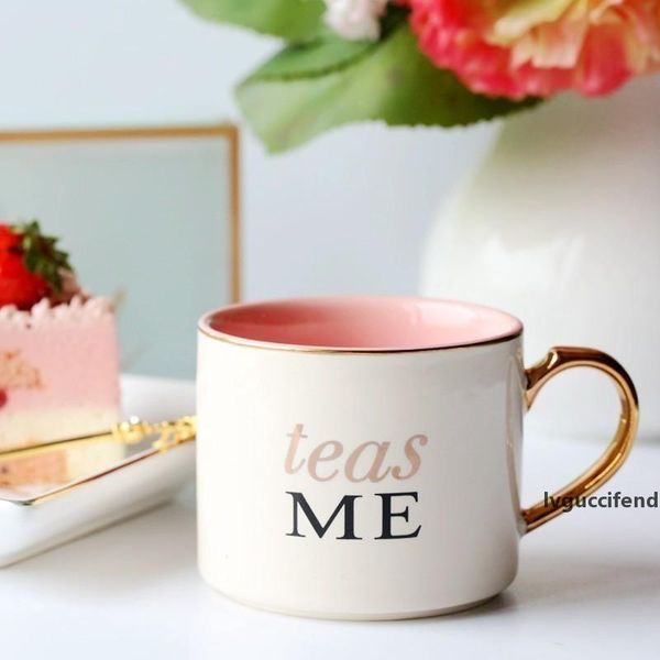 

gold handle pink coffee mug t200506