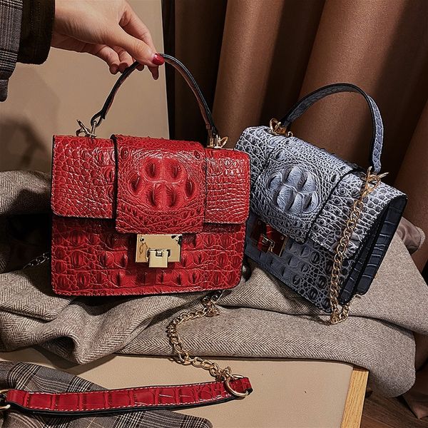 

crocodile hand women's 2019 new chain shoulder messenger korean versatile women's fashion satchel small square bag small square ba