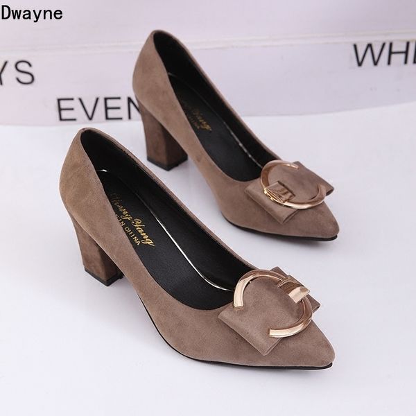 

2020 spring and autumn new women's shoes korean version of pointed high-heeled shoes shallow suede single, Black