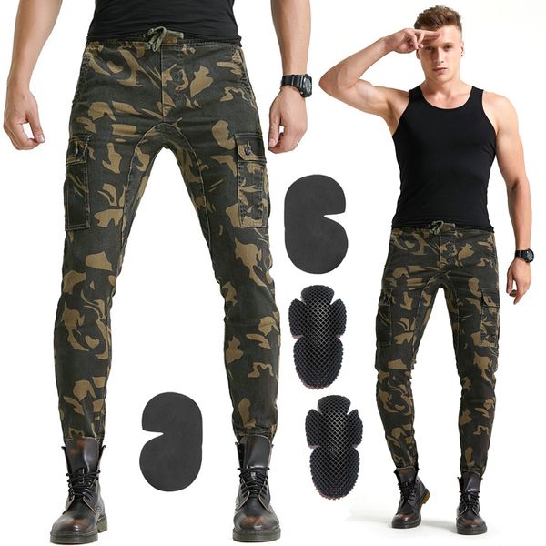 

men's motorcycle stylish riding camouflage jeans biker slim casual pants with breathable protector super h-ev-06