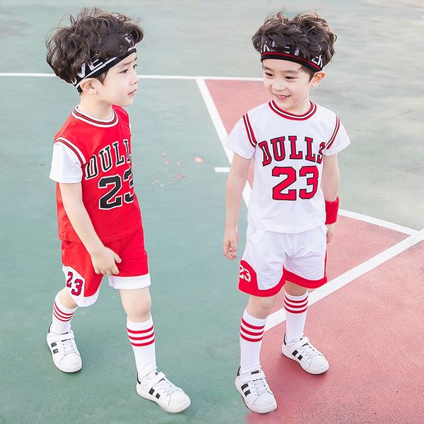 

dytgb children's boy's with short sleeves clothes new kids sports girl performance training clothes two-piece basketball suit bask