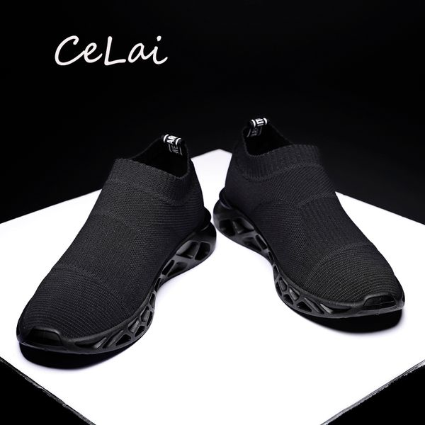 

celai thin shoes for summer white shoes men sneakers teen trend 2020 male feel socks tenis masculino chaussure a-062, Black