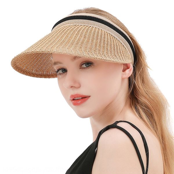 

2020 new sunshade beach korean casual outdoor sunscreen hair band sun hat hair band all-match empty hat, Blue;gray