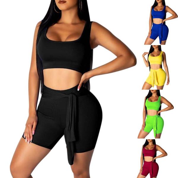

women summer sports sleeveless vest +short pants 2pcs/set outfit workout tracksuits, White