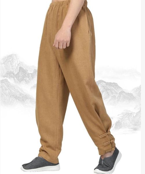 

summer&spring ramie&cotton blue/red shaolin monk pants buddhist zen lay meditation trousers martial arts bloomers, Black;blue
