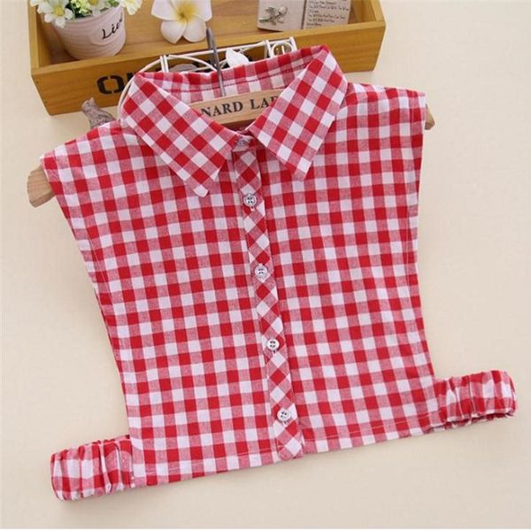 

decorative false collars autumn winter shirt collar cotton plaid fashion versatile classic check fake neckwear accessory, Black;gray