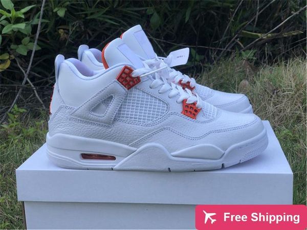 

2020 authentic 4 red purple orange green metallic silver white basketball shoes mens trainers sneakers fashion sports with original box