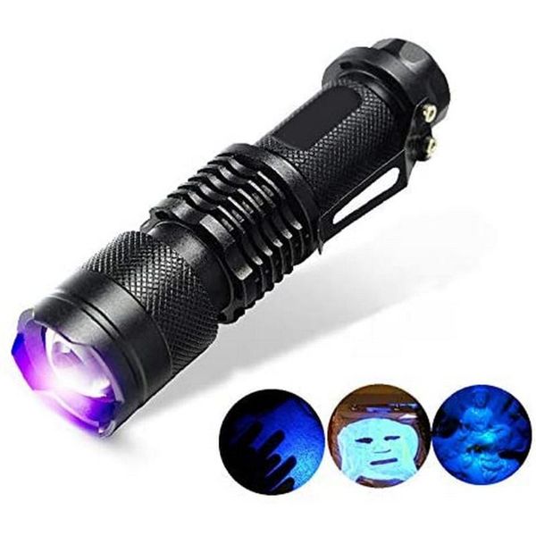 

bike lights led 365nm uv ultraviolet torch zoomable focus mini black light pet urine stains detector scorpion hunting