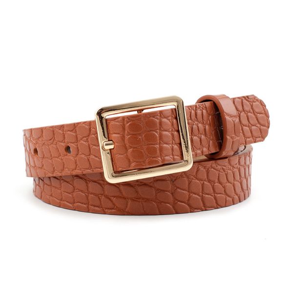 

new crocodile pattern belt women's fashion wild decoration ladies square buckle jeans dress belt, Black;brown