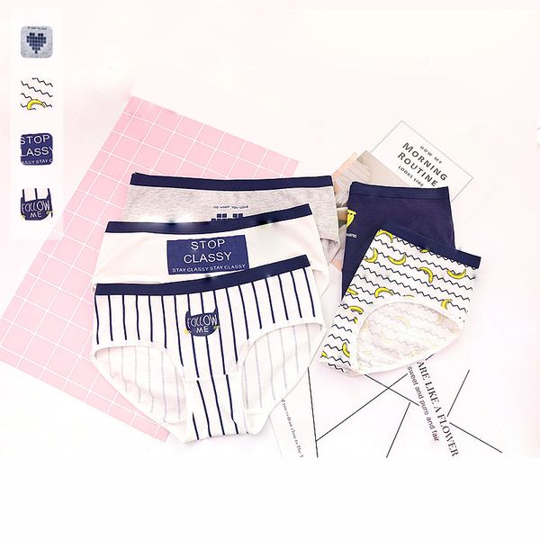 

women's panties norns underwear triangle cute cartoon girl mid-waist cotton women, Black;pink