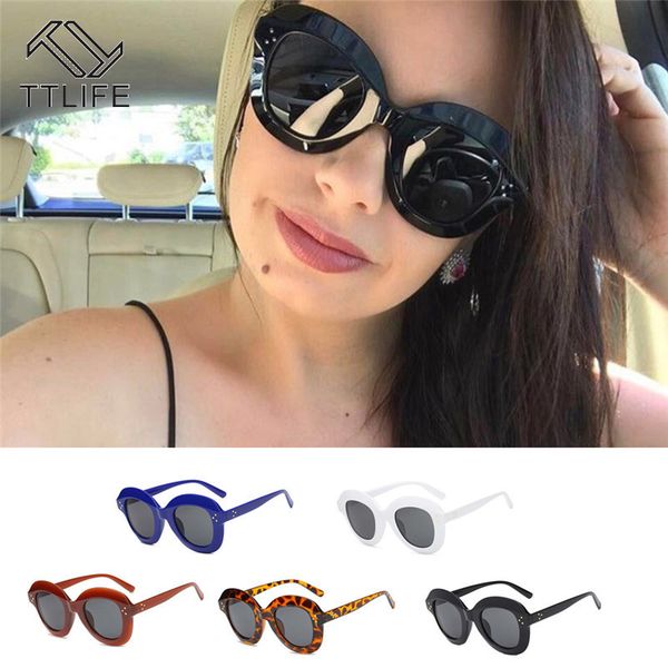 

sunglasseslife oversize sunglasses women sun glasses round frame retro cat eye sunglass black fashion circle, White;black