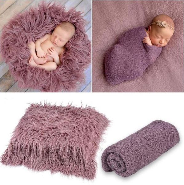 Fluffy Baby Blanket Set Newborn Photo Blanket Wrap Cloth Sets Infant