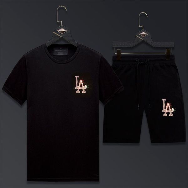 

new tracksuits sets mens new 2020 luxury designer clothes luxury fashion summer running suits t shirt+shorts sets size -3xl, Gray