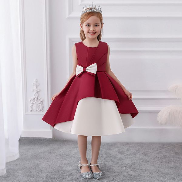 

2020 new girls princess dress cute fluffy little girl catwalk dress wedding bridal's flower girl, Red;yellow