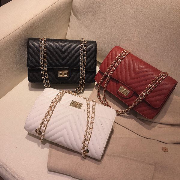 

мода женщина плеча сумки pu кожа женщин crossbody мешок роскошные дизайнерские сумки lingge цепи овчины totes 2019