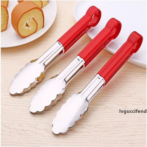 

modern kitchen must have good quality food serving tongs red pp handle stainless steel food tong