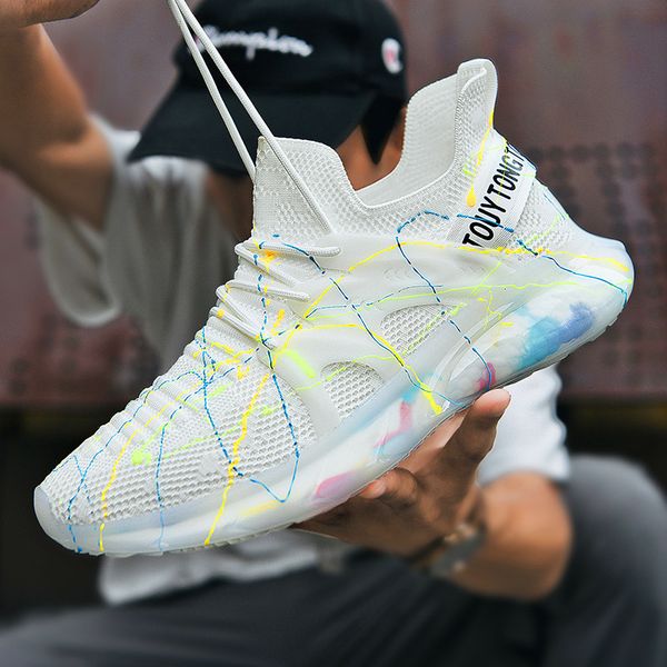 

new summer fashion outdoor sports shoes men's casual shoes breathable luminous men's trendy zapatos de hombre, Black