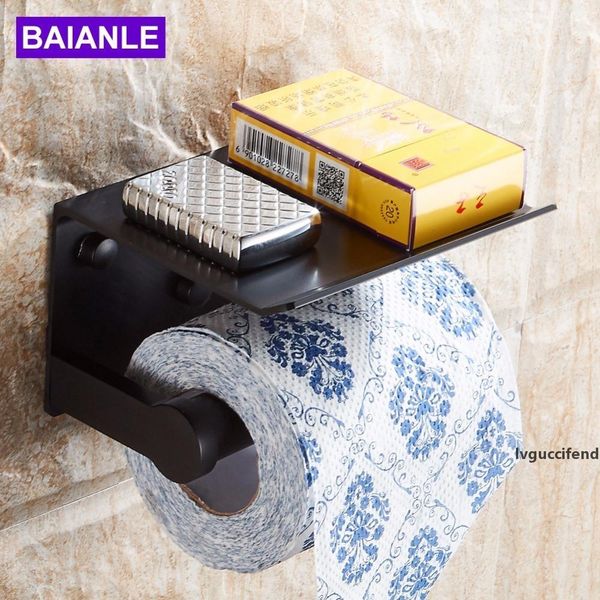 

toilet paper holder with shelf black wall mounted mobile phone paper towel holder decorative bathroom roll paper holder creative t200425