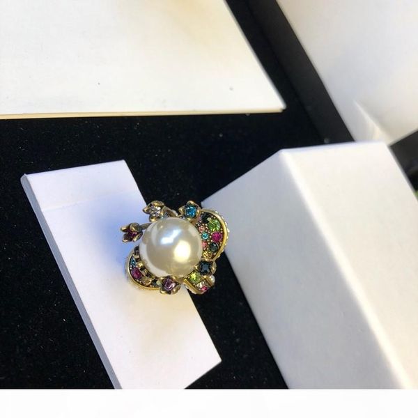

e europe and the united states high -quality custom pearl color diamond ladies wild designer ring luxury designer jewelry women rin, Golden;silver