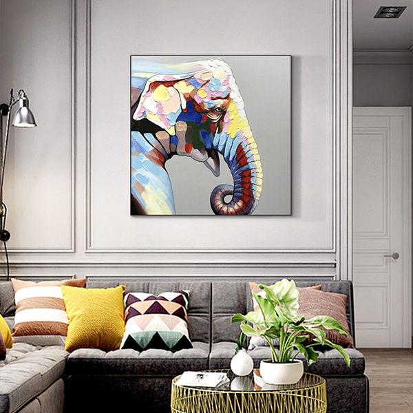 

hand-painted oil painting northern european decorative painting elephant painting porch restaurant sofa square handmade custom