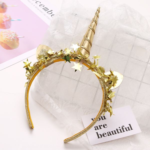 

2020 new cat ear unicorn bell hair hair band bell head band cute children performance head buckle, Slivery;white