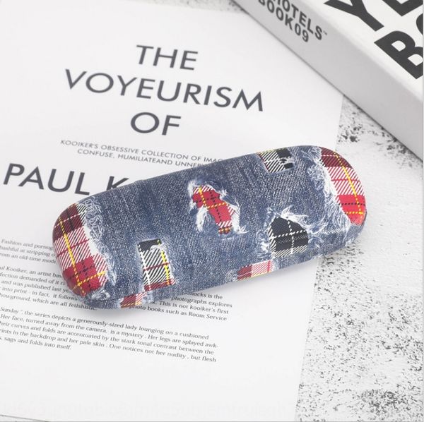 

korean fashion plain myopia denim box men's and women's fashion sun eye case sun glasses glasses case box, Blue