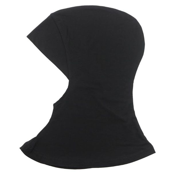 

comfortable solid color soft outdoor quick dry hijab bonnet cap underscarf neck head bonnet hat, Black