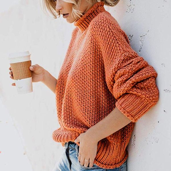 

women's winter warm sweaters solid turtle neck knitted pullovers think line loose elegant office ladies' basic clothes, White;black