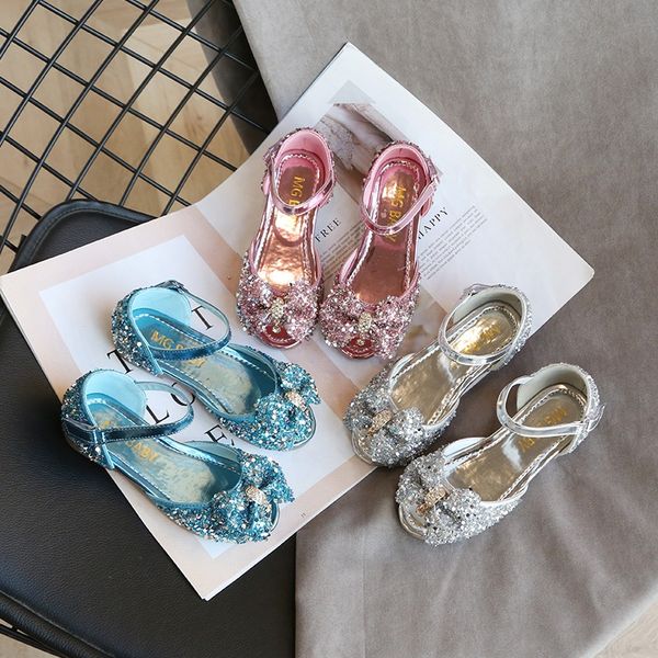 

summer 2020 new children's shoes crystal fashion girl sandals korean cute princess shoes student children's sandals fashion, Black;red