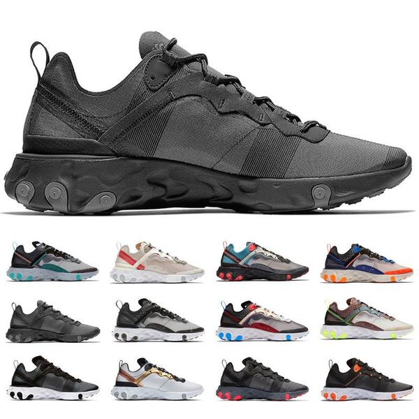 

2019 mens trainers react element 55 87 running shoes designer sports black gold orange men women sneakers chaussure size 36-45