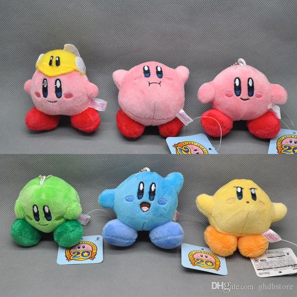 

new 6pcs/lot 3" 8cm kirby plush doll anime collectible soft dolls pendants gifts stuffed toys