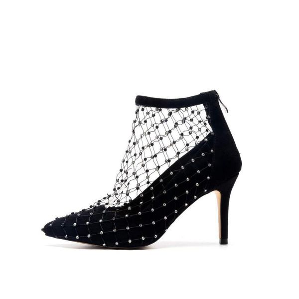 

new genuine leather brand spring shoes sweet crystal super high women pumps pointed toe luxury nightclub wedding shoes l08, Black
