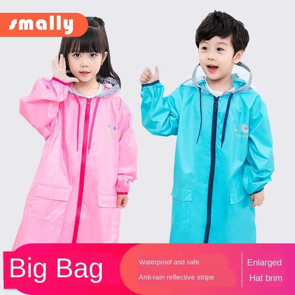 

children's bird bag reflective strip boys and girls poncho with schoolbag primary school raincoat new raincoat with reflective strip, Red;brown