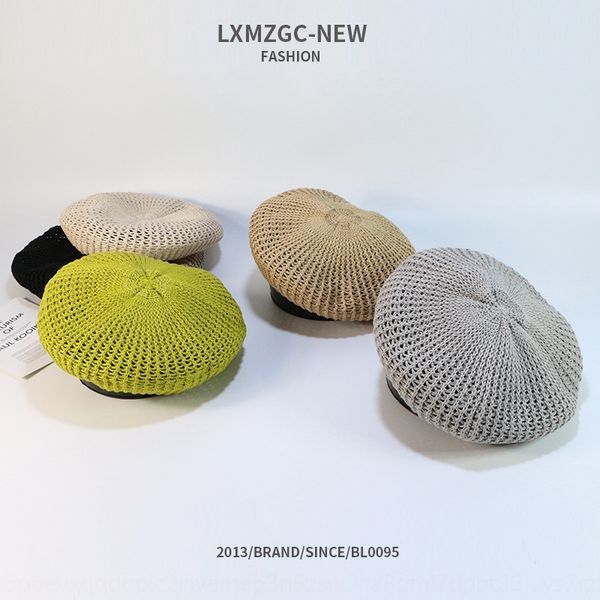 

summer 2020 new female female women's korean style all-match beret hollow breathable painter hat outdoor sun hat, Blue;gray