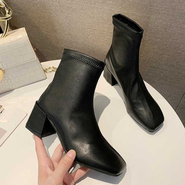 

boots party high heels brand design pumps quality ladies shoes autumn female heel luxury women soft leather boot, Black