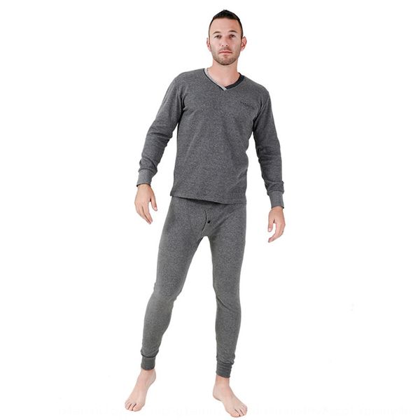 

and winter new men's v-neck cotton pants suit fashion thermal warm autumn clothes trousers suit autumn clothes underwear cotton, Black;brown