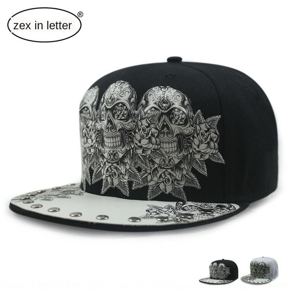 

tzw9u summer sunscreen and flat wo baseball men women sunshade baseball men's and women's cap skull sticker street dance cap hip-h, Blue;gray