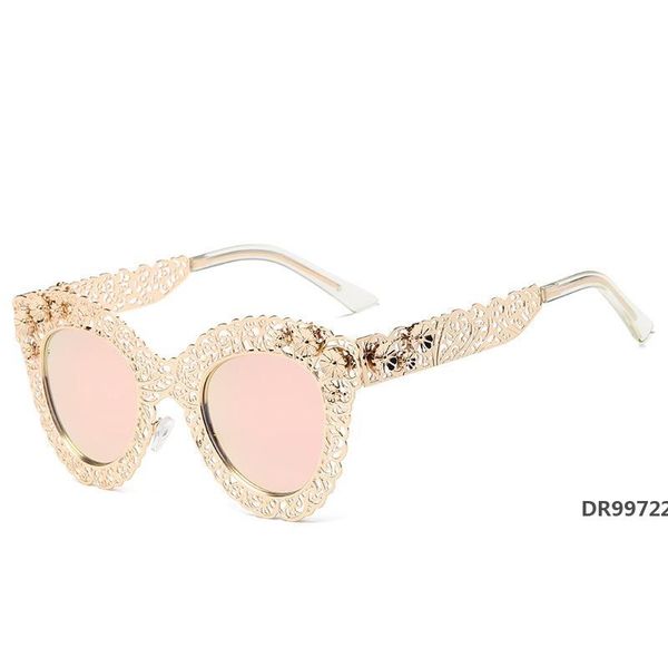

mincl/ 2017 cat eye sunglasses retro decorative mirror sunglasses crystal full metal lace with the box lxldr99722, White;black