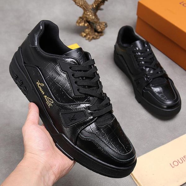

men shoes fashion trainer sneaker flats lace -up leather big size winter footwears chaussures pour hommes luxury mens shoes luxury