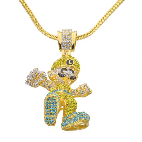 

large size cartoon game pendant hip hop necklace jewelry bling bling iced out n657