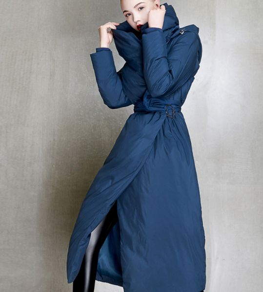 

women's long down jacket overcoats with thick warm overalls ace-0050, Tan;black