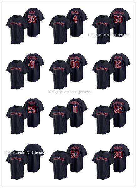 

кливленд индейцы men women молодежный 33 brad рук 30 tyler naquin 2020 alternate бейсбол джерси, Black