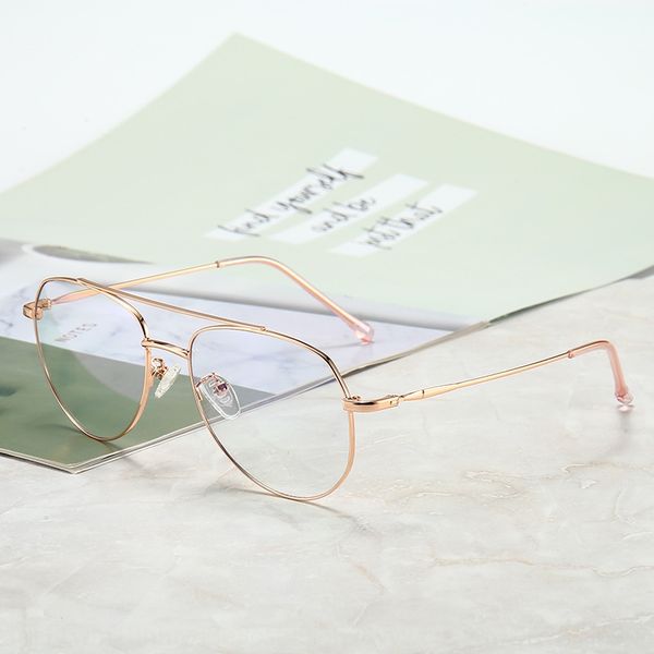 

korean double beam anti-blue light plain myopia glasses myopia frame optical glasses frame for men and women, Silver