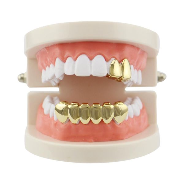 

hiphop gold teeth grills & bottom single grills dental rhinestone tooth halloween cosplay teeth caps jewelry, Black