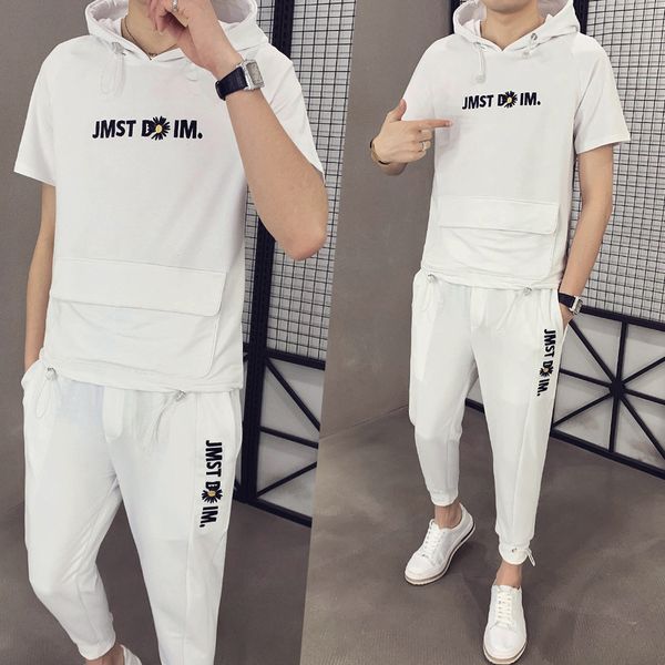 

2020 summer new men leisure hooded letter set 21016 - tz910 movement model, Gray