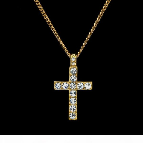 

2017 new celebrity style hip hop necklace men's classic cross pendant necklace set auger cross clock necklace, Silver