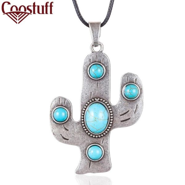 

vintage jewelry antique neck chain necklaces for women cactus plant pendant suspension accessories long statement pendants 2020, Silver