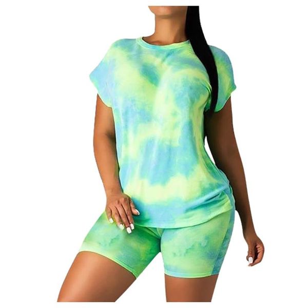 

sagace fashion fitness yoga sets women summer lady split 2 piece sports suit short sleeve shorts yoga set casual tie-dyed sports, White;red