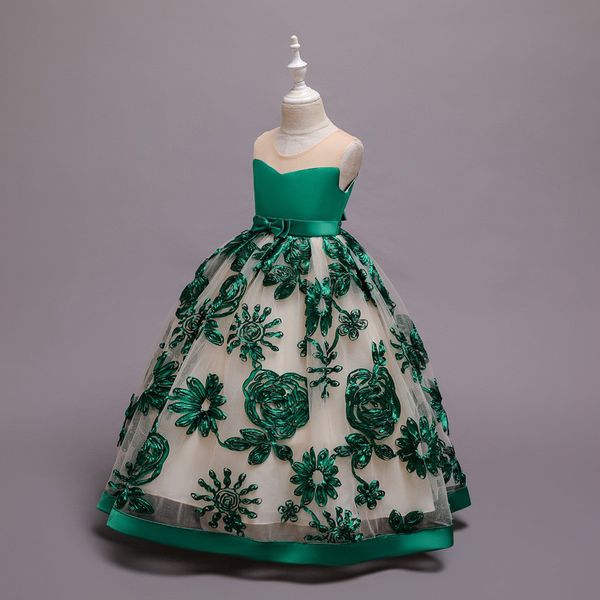 

children party vestidos 3d flower girls dresses for 1-10 years party baby girls clothes elgent sleeveless princess wedding dress t200709, Red;yellow